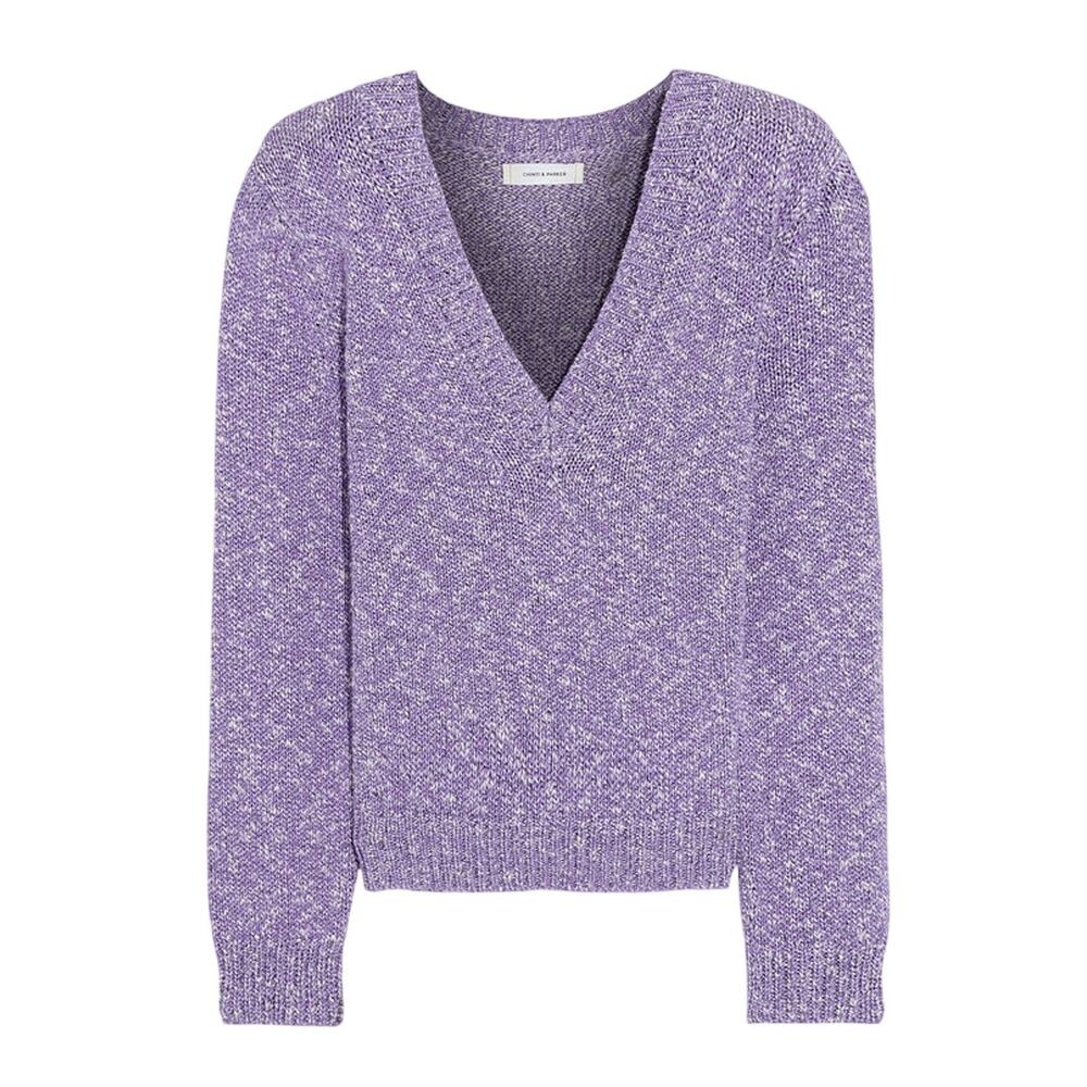 Chinti & Parker Marled Lilac V-Neck Sweater Size L